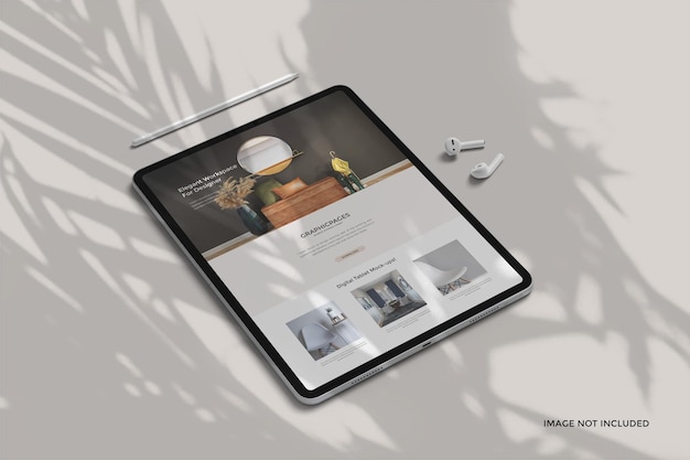 realistic tablet mockup scene creator with shadow overlay
