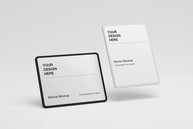Realistic tablet mockup set with customizable background and object color