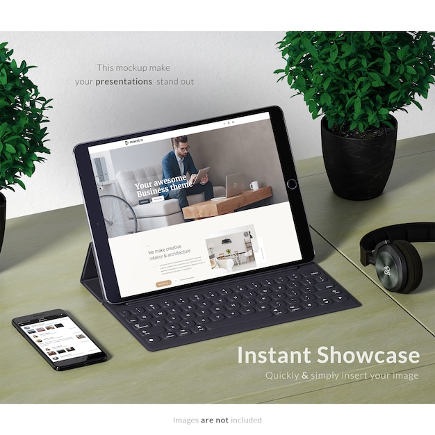 PSD realistic tablet screen presentation