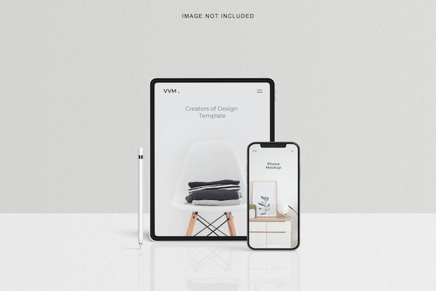 PSD realistic tablet and smartphone mockup