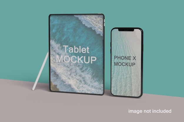 Realistic tablet and smartphone