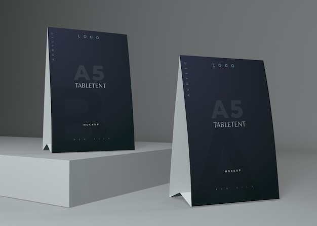 Realistic Tabletent Card Mockup with Podium