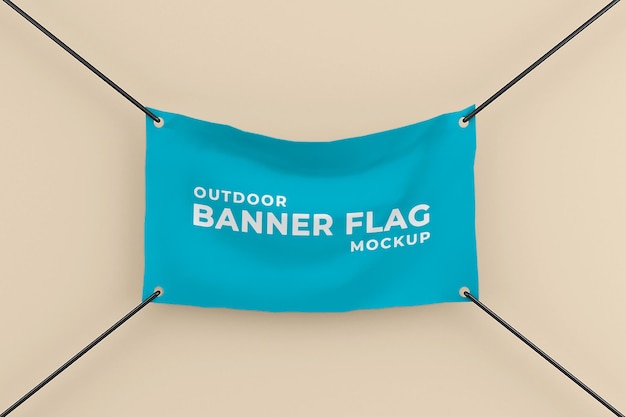 PSD realistic textile wall flag mockup template