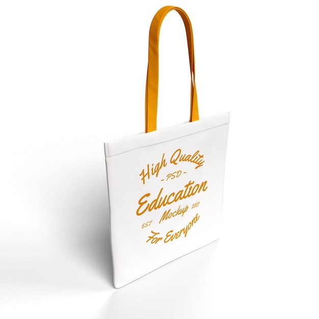 Realistic textured tote sling bag premium mockup side view mockup