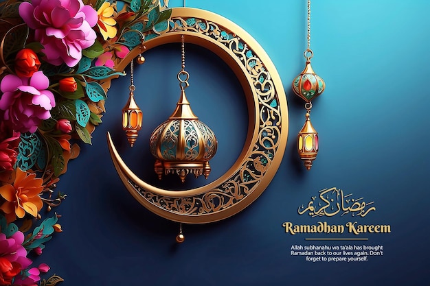 PSD realistic threedimensional ramadan kareem illustration