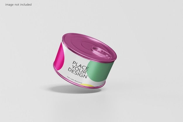 PSD リアルなブリキ缶のモックアップデザイン