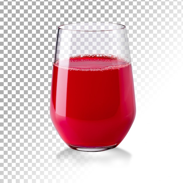 Realistic transparent glass of red juice isolated