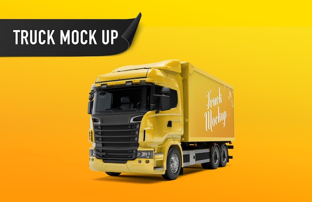 realistic trcuk mockup side perspective view
