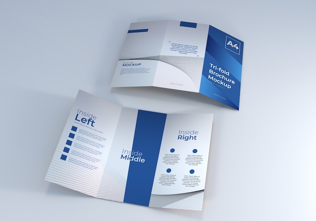 PSD realistic trifold brochure mockup for presentation