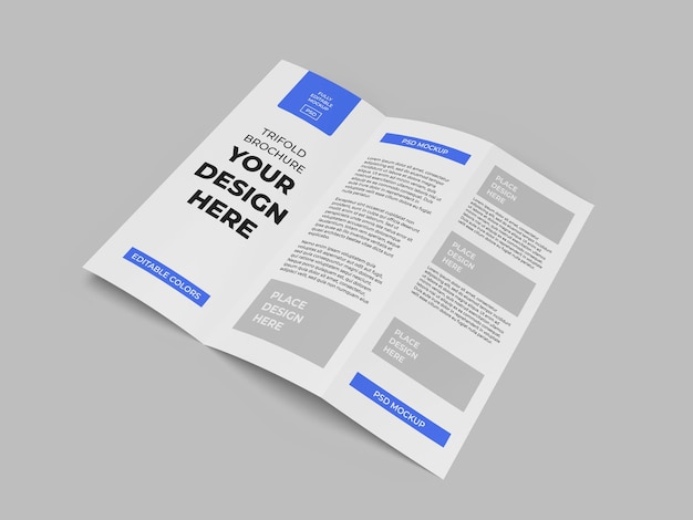 Шаблон макета реалистичной брошюры Trifold изолированные