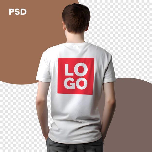 Реалистичный шаблон дизайна футболки на человеке psd mockup