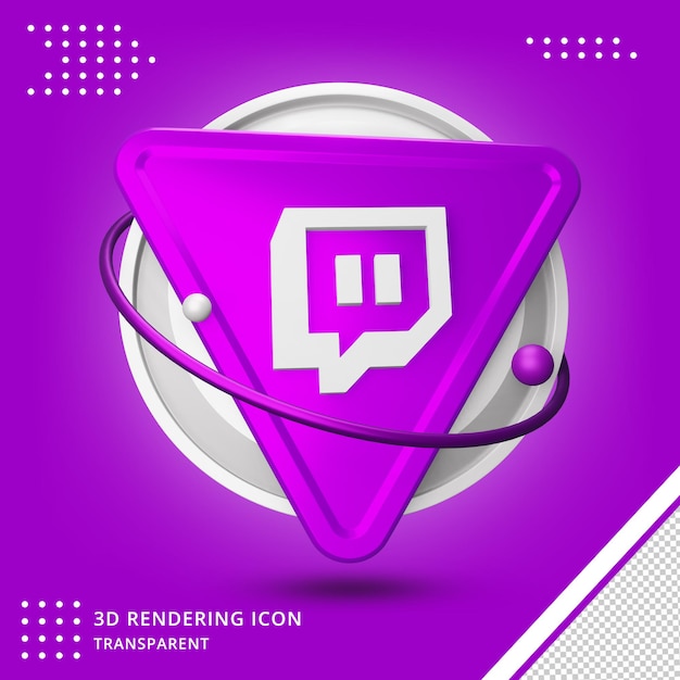 PSD realistic twitch 3d logo in 3d rendering