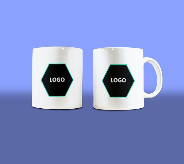 Realistic Two Mug Mockup Design PSD Template
