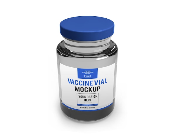 Realistic vaccine vial mockup template isolated