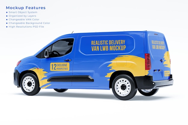 PSD a realistic van mockup left and back side view