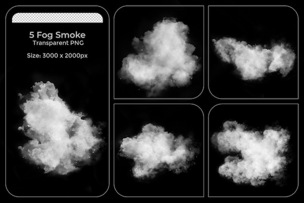 realistic various shapes of fogs transparent set