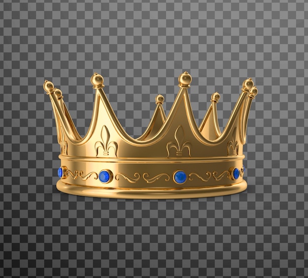 Realistic vector icon golden king or queen crown isolated on white background