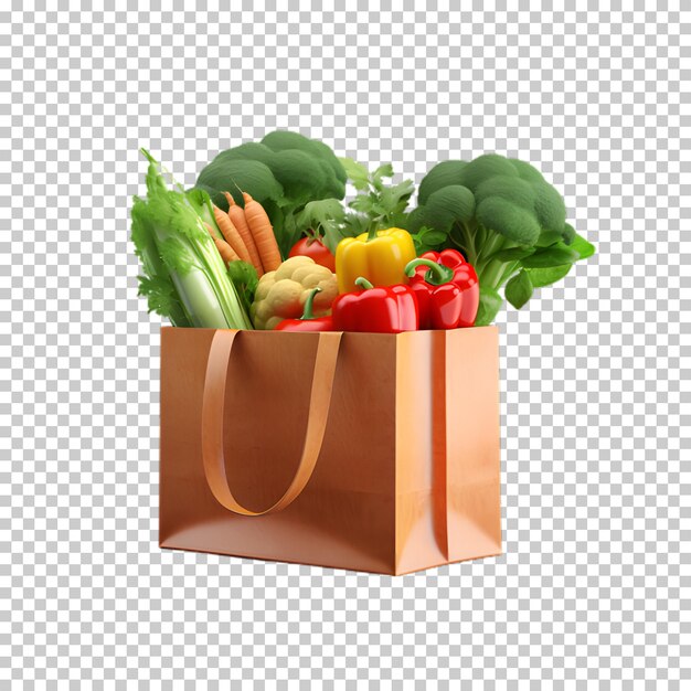 PSD realistic vegetables in bag isolated on transparent background