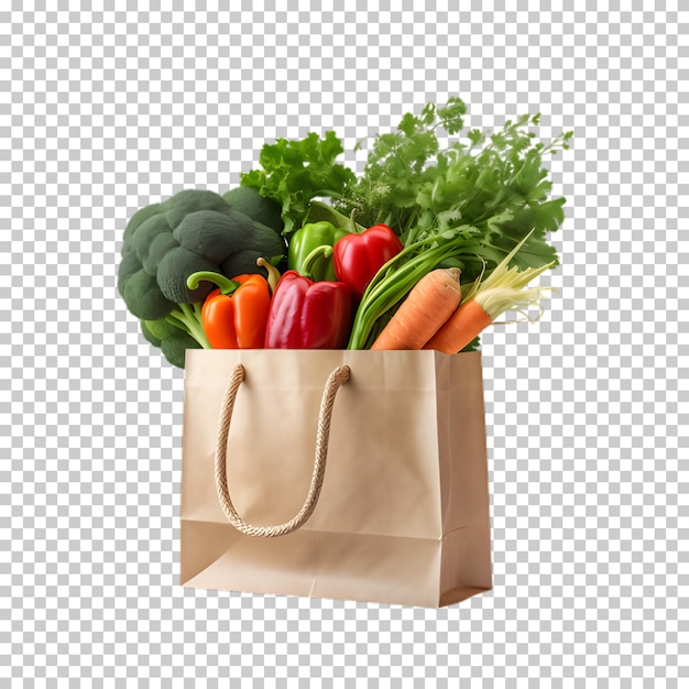 Realistic vegetables in bag isolated on transparent background