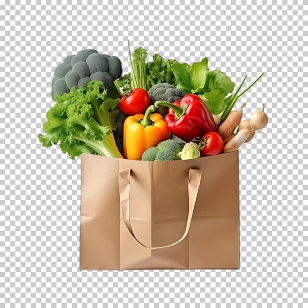 PSD realistic vegetables in bag isolated on transparent background