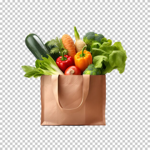 Realistic vegetables in bag isolated on transparent background