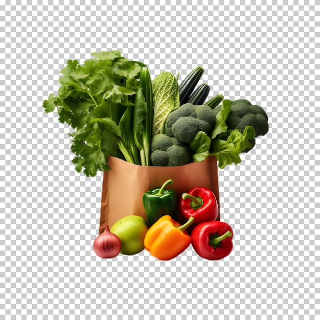 PSD realistic vegetables in bag isolated on transparent background