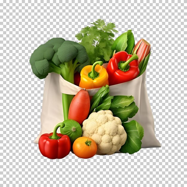 Реалистичные овощи в мешке, изолированные на прозрачном фоне
