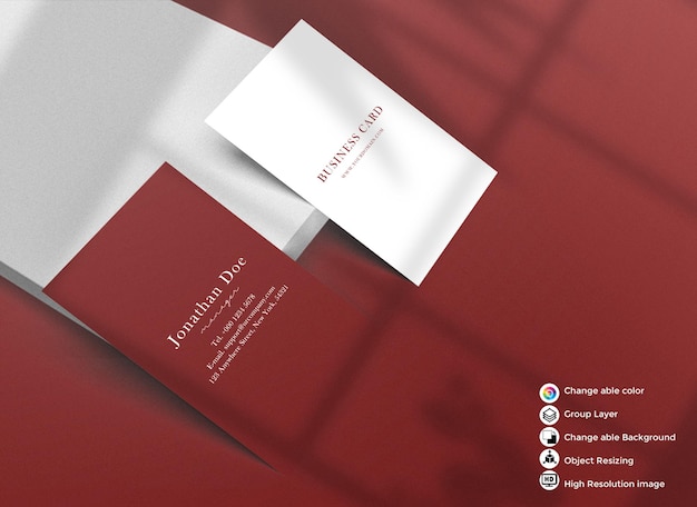 PSD realistic vertical business card mockup scene with changeable background color