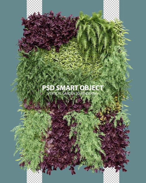 PSD realistic vertical garden 3d rendering of isolated objects