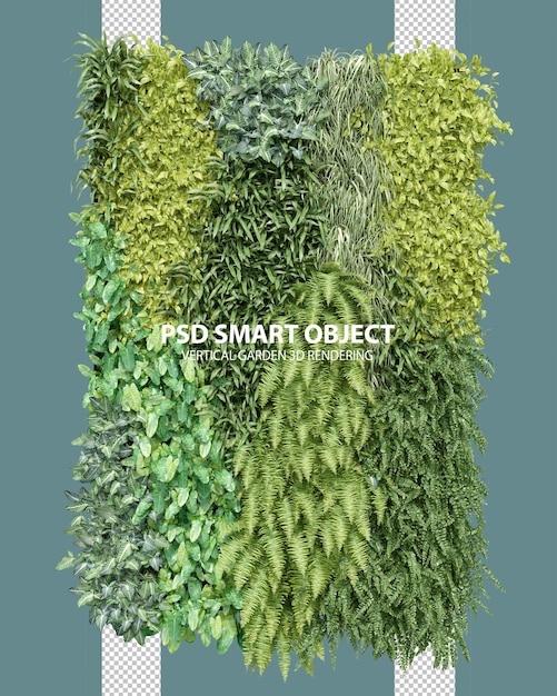 Realistic vertical garden 3d rendering of isolated objects