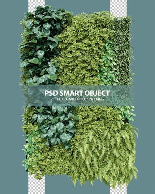 Realistic vertical garden 3d rendering of isolated objects