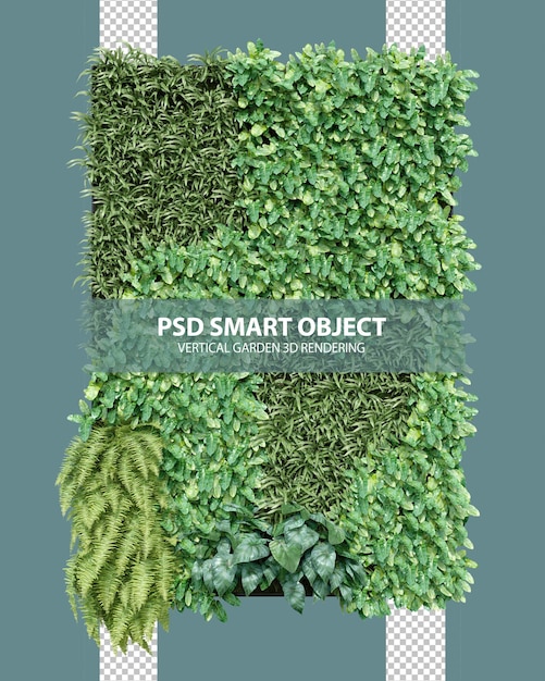 Realistic vertical garden 3d rendering of isolated objects