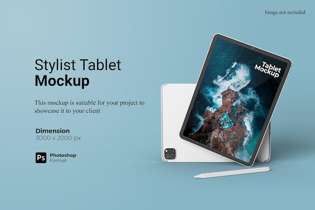 Realistic view stylist tablet mockup design
