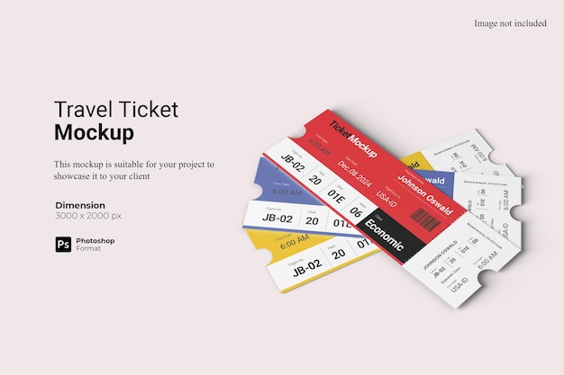 PSD realistic view travel ticket mockup 3d rendering isolated
