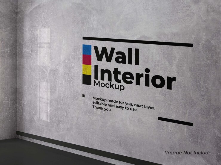 PSD realistic wallinterior design mockup