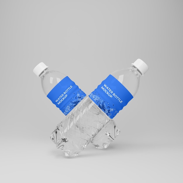 PSD mockup 3d di bottiglia d'acqua realistica