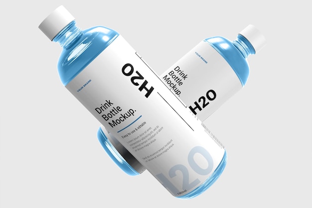 Realistic water bottle mockup design isolated