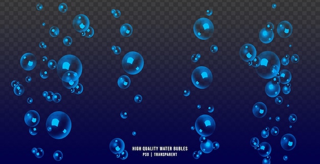 A realistic water bubbles effect isolated on transparent background