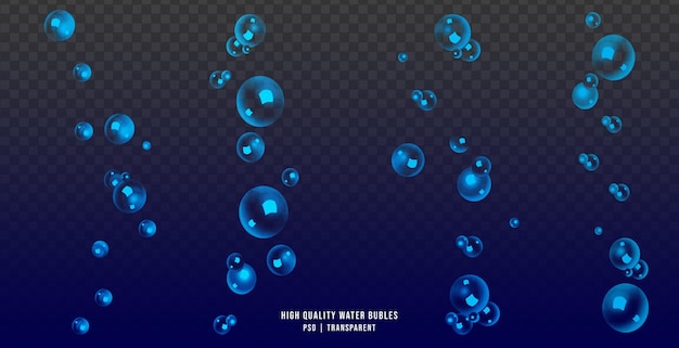 PSD a realistic water bubbles effect isolated on transparent background