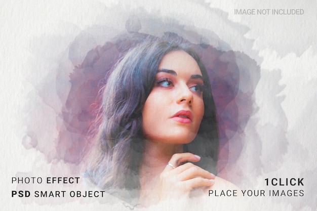 Premium PSD | Realistic watercolor art painting photo effect