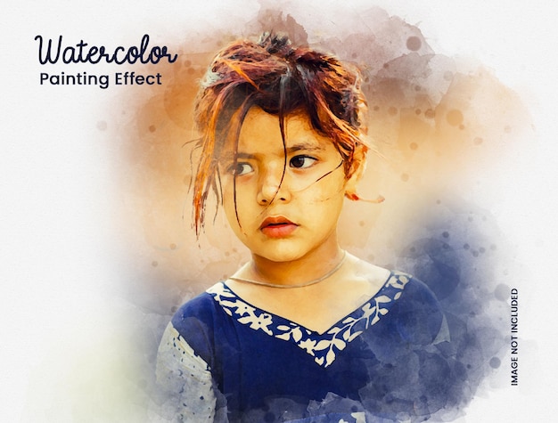 PSD realistic watercolor art painting sketch photo effect