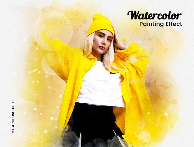 PSD realistic watercolor art painting sketch photo effect