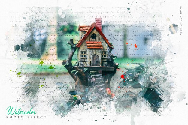 PSD realistic watercolor mixed art photo effect