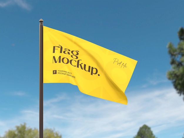 PSD realistic waving flag mockup