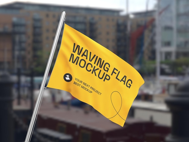 PSD realistic waving flag mockup