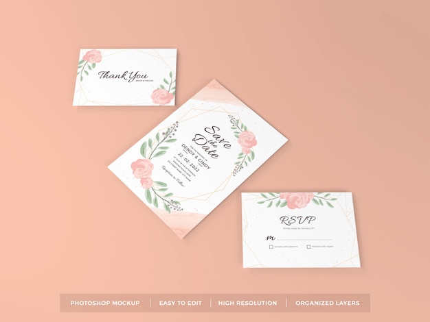 realistic wedding invitation mockup template