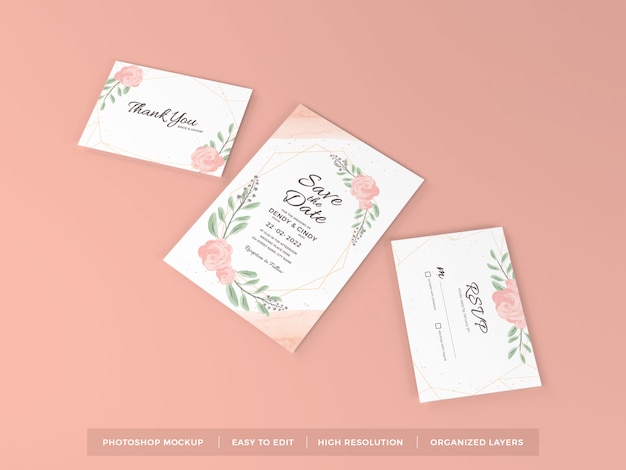 Realistic Wedding Invitation Mockup Template