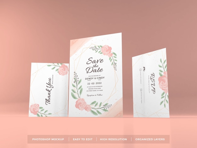 Realistic Wedding Invitation Mockup Template