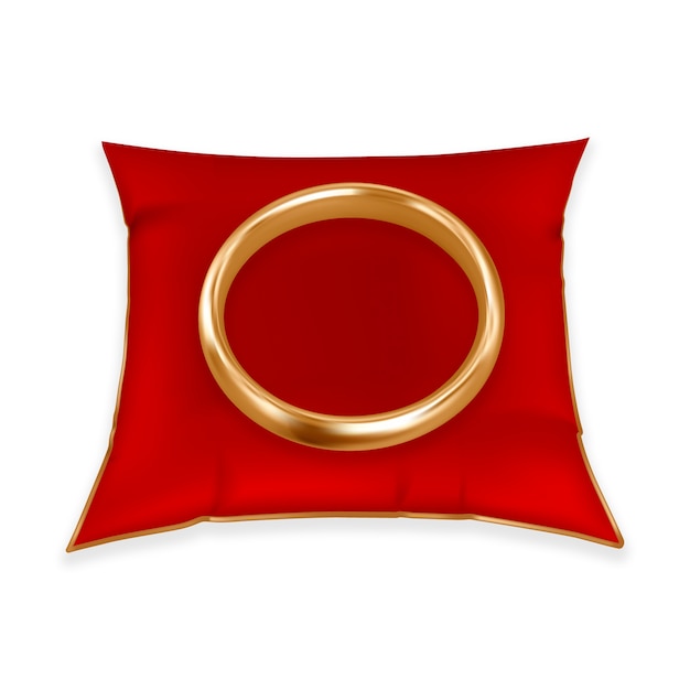 PSD realistic wedding ring  on pillow