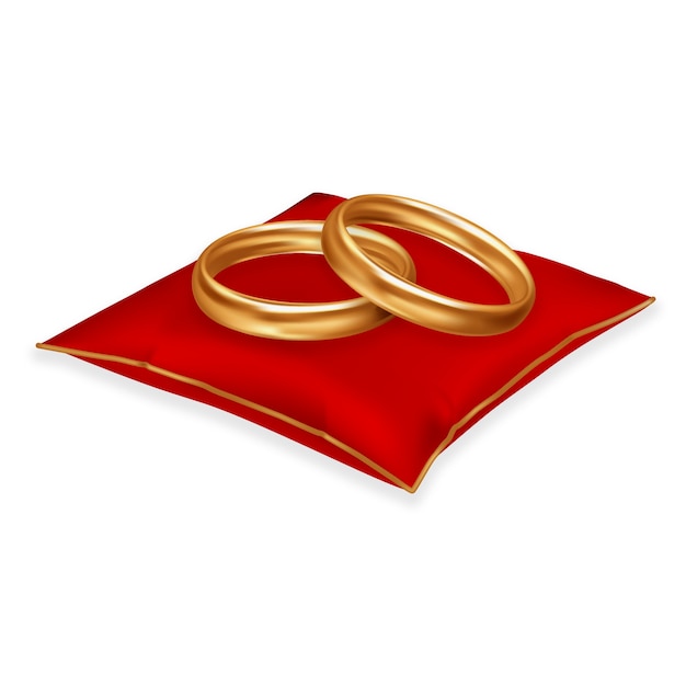 PSD realistic wedding ring  on pillow